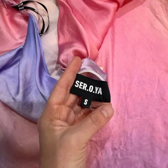 SER.O.YA ($398) Pracilla Dress in Sunset Tie Dye - Silk cowl neck - SIZE S - Picture 11 of 13